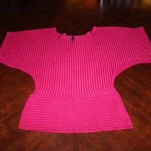 Hot Pink Mesh Ribbed Knit Top – Lunatiks – Size L